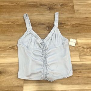FREE PEOPLE Intimately Light Blue Ruched Women's Top Size Large